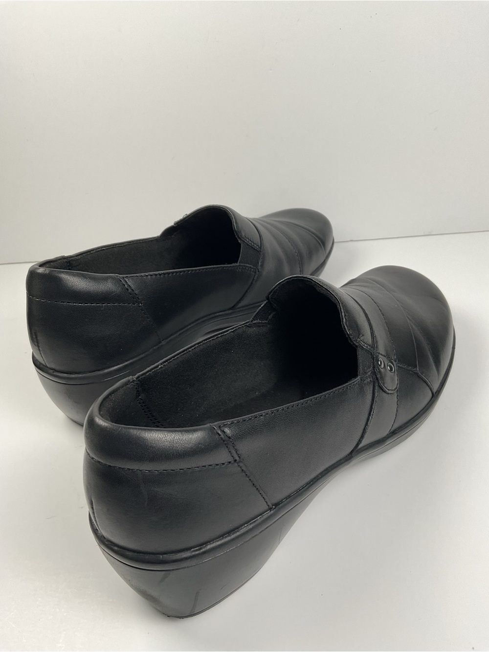 Clarks Black Leather Comfort Slip On Work Office Casual Shoes Women 9 - Picture 5 of 10